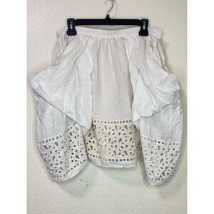 Vintage BCBGMAXAZRIA Runway Eyelet Silk Blend Metallic Pinstripe Draped Skirt S